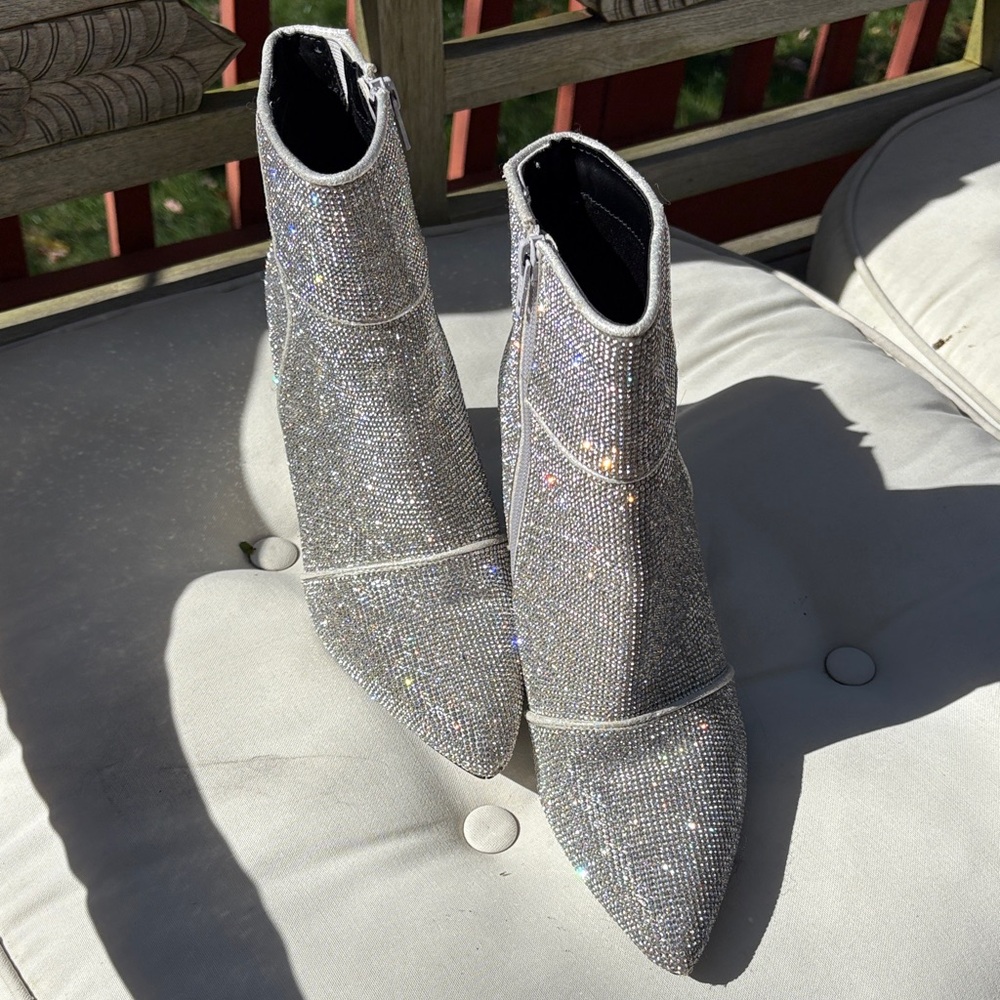 RHINESTONES A New Day Rhinestone Ankle Booties with BLOCK HEEL- NWOT - Picture 3 of 9